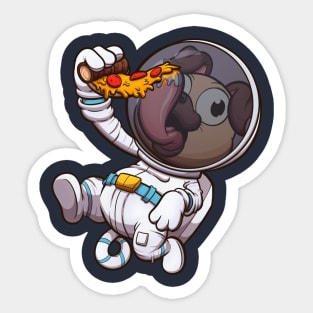 Astronaut Pug Eating Pizza Slice Sticker